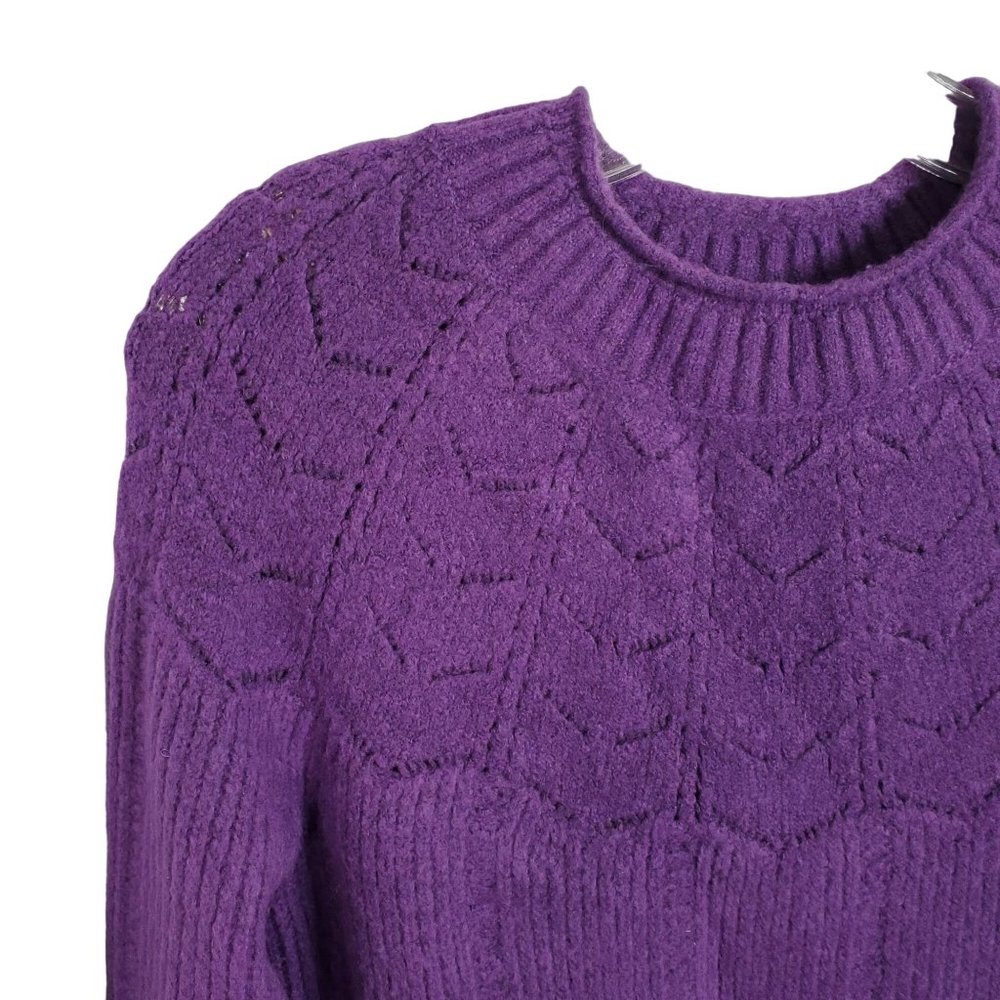 Talbots Size M Sweater Alpaca Wool Blend Soft Plush Cozy Roll Mock Neck Purple - Picture 6 of 8